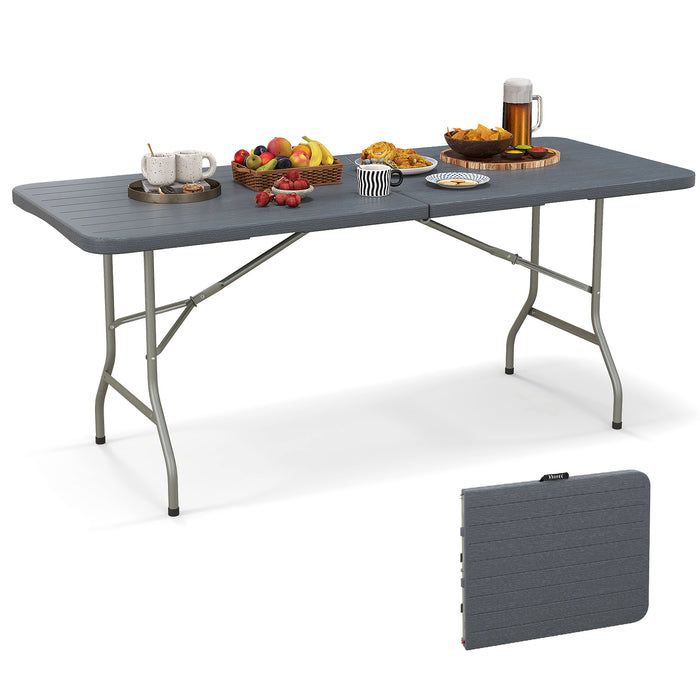 180 cm Portable Folding Table with Safe Lock and Carrying Handle-