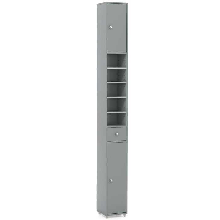 180CM Tall Freestanding Bathroom Cabinet with 2 Doors and 1 Drawer-White