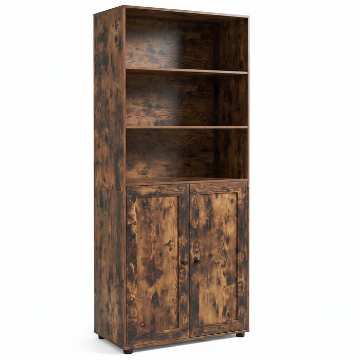 181 CM Tall Bookcase with 3 Shelves and Adjustable Shelf for Home Office-