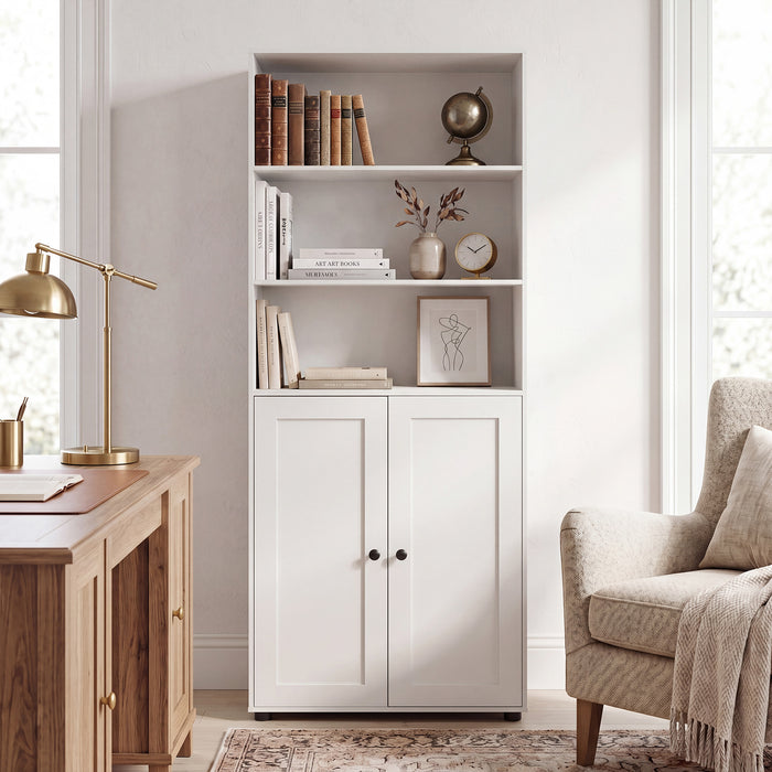 181 CM Tall Bookcase with 3 Shelves and Adjustable Shelf for Home Office-