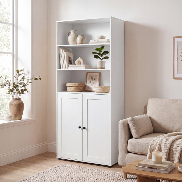 181 CM Tall Bookcase with 3 Shelves and Adjustable Shelf for Home Office-