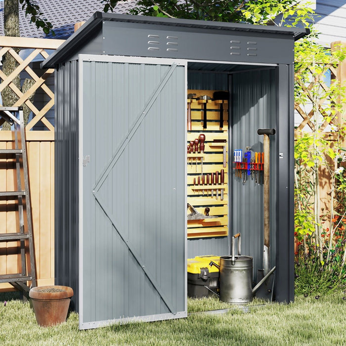 181 x 153 cm Outdoor Storage Shed with Sloped Roof 2 Vents and Lockable Door-
