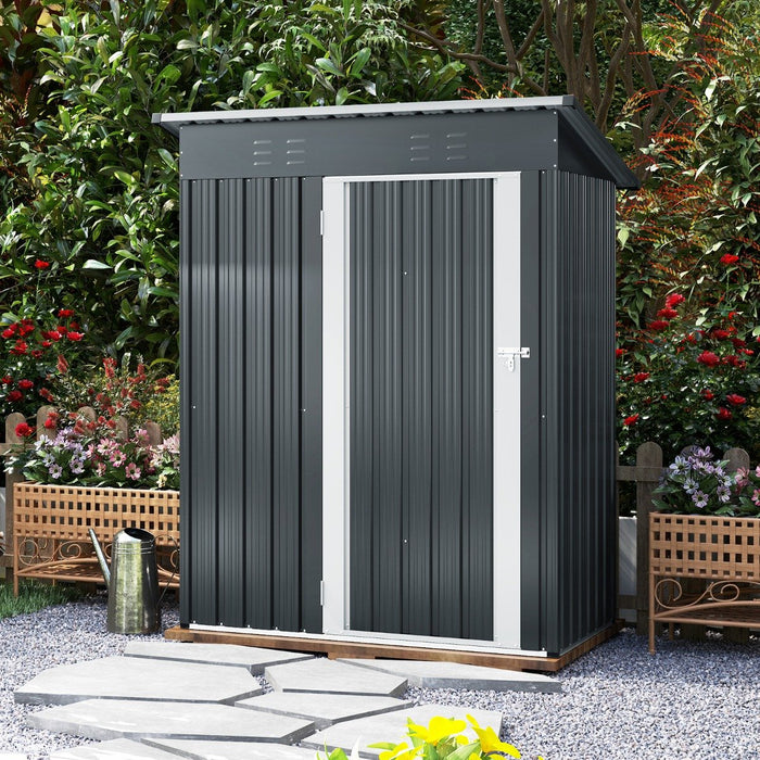 181 x 153 cm Outdoor Storage Shed with Sloped Roof 2 Vents and Lockable Door-