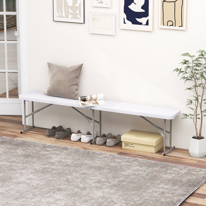 Portable Folding Plastic Bench, 182 cm - Lightweight with Convenient Carry Handle - Perfect for Camping, Fishing and Outdoor Activities