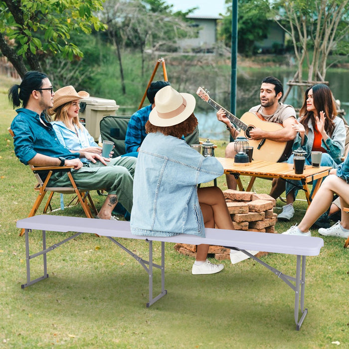 Portable Folding Plastic Bench, 182 cm - Lightweight with Convenient Carry Handle - Perfect for Camping, Fishing and Outdoor Activities