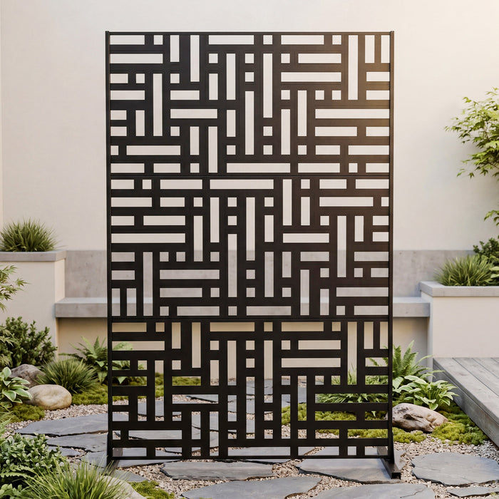 183 CM Freestanding Louvered Metal Outdoor Privacy Screen-