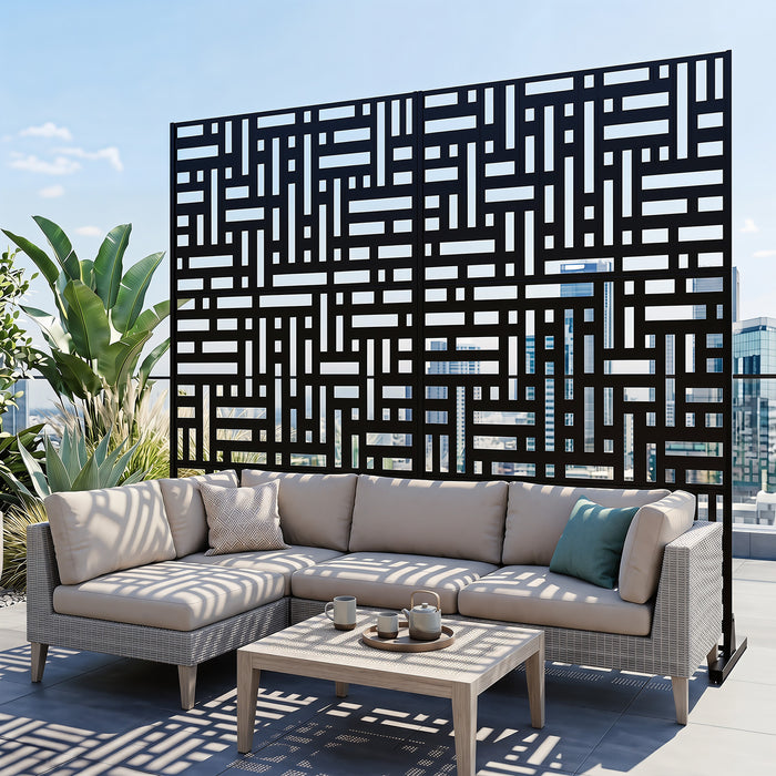 183 CM Freestanding Louvered Metal Outdoor Privacy Screen-