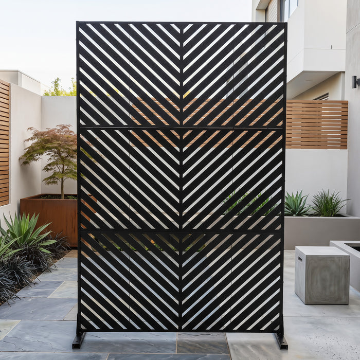 183 CM Freestanding Metal Outdoor Privacy Screen for Patio Garden-