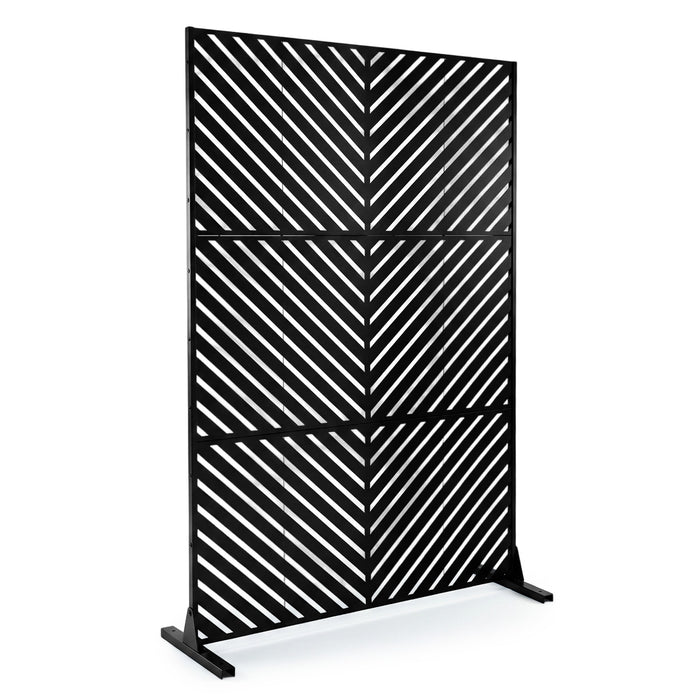 183 CM Freestanding Metal Outdoor Privacy Screen for Patio Garden-