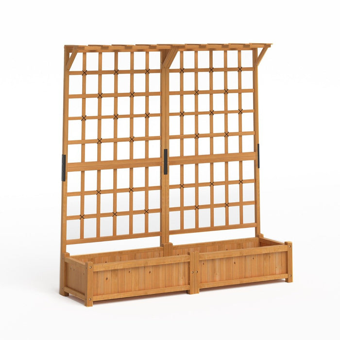 183 cm Tall Large Raised Garden Bed with Lattice Trellis Hanging Roof-
