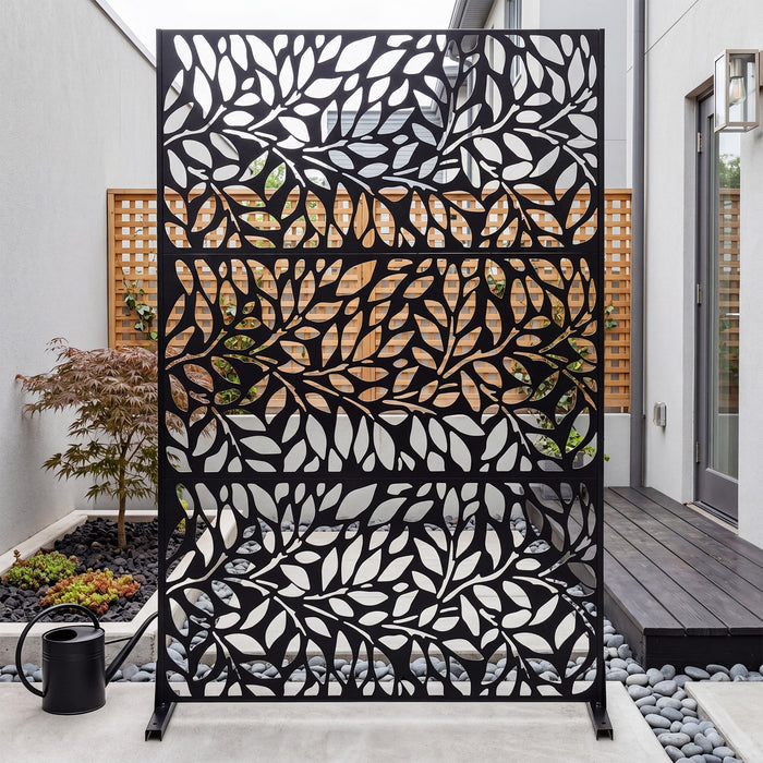 183cm H Metal Outdoor Privacy Screen with Rustproof and Freestanding Louvered Fence Panel for Patio-