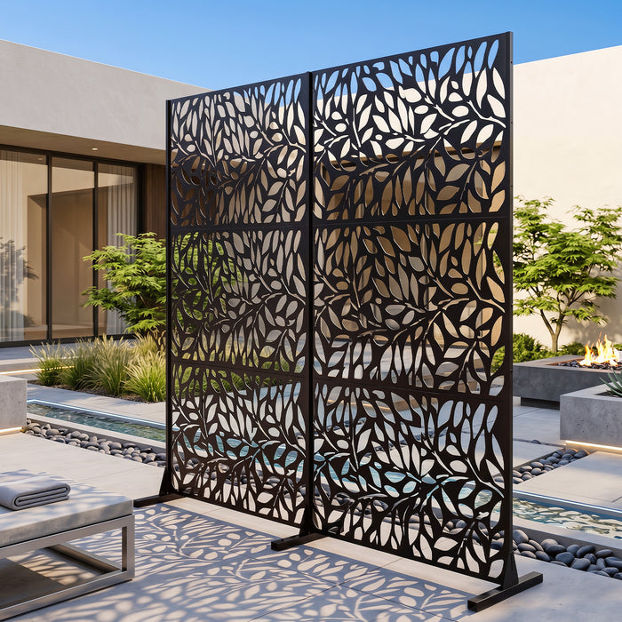 183cm H Metal Outdoor Privacy Screen with Rustproof and Freestanding Louvered Fence Panel for Patio-