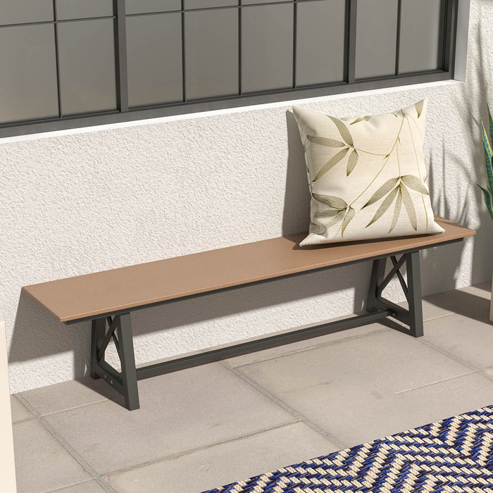 183cm Patio Long Bench with Weatherproof HDPE Seat for 4 People-