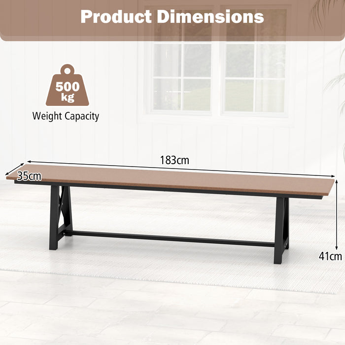 183cm Patio Long Bench with Weatherproof HDPE Seat for 4 People-