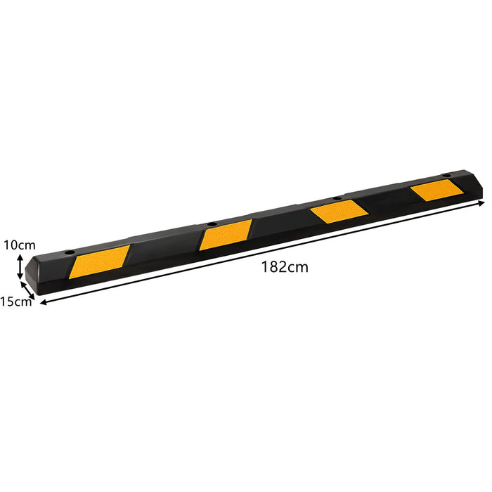 Large Heavy Duty Rubber Parking Blocker with 8 Yellow Reflective Strips