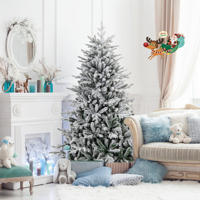 147/186 Flocked Christmas Tree with 8 Lighting Modes-