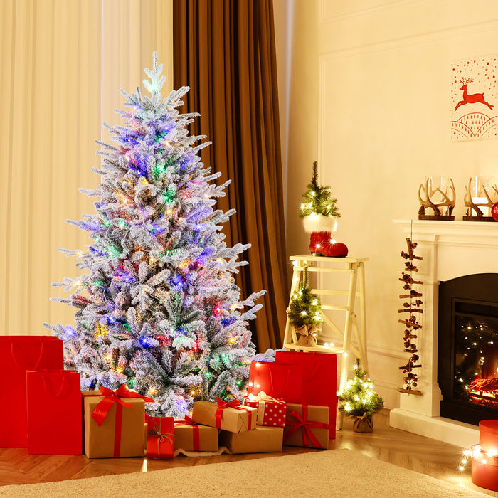 147/186 Flocked Christmas Tree with 8 Lighting Modes-