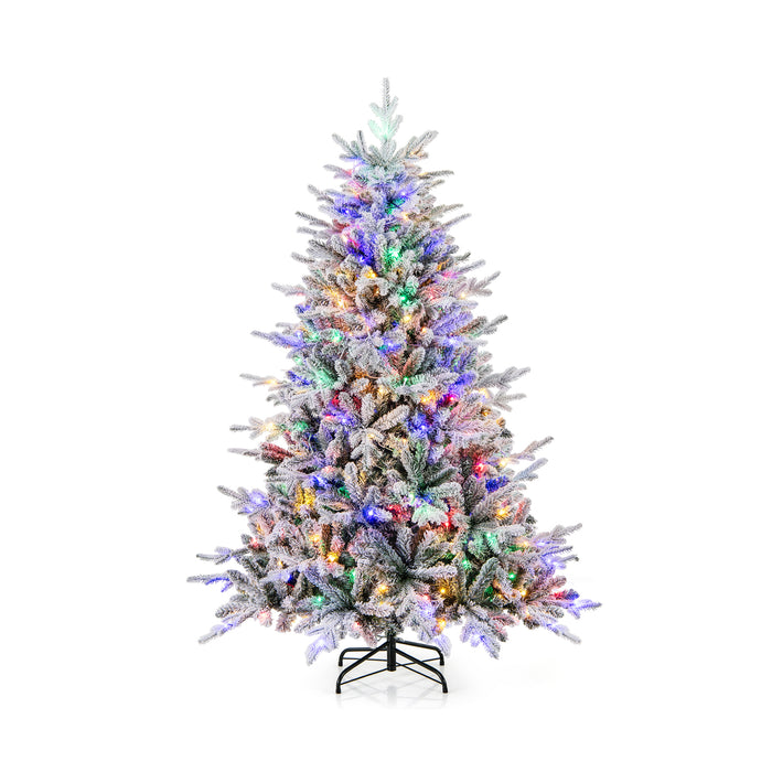 147/186 Flocked Christmas Tree with 8 Lighting Modes-