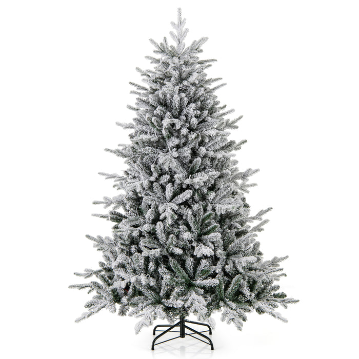 147/186 Flocked Christmas Tree with 8 Lighting Modes-