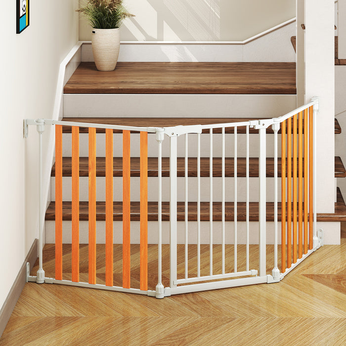198 CM Extra Wide Configurable Baby Gate 3-Panel Indoor Wood Metal Pet Gate-