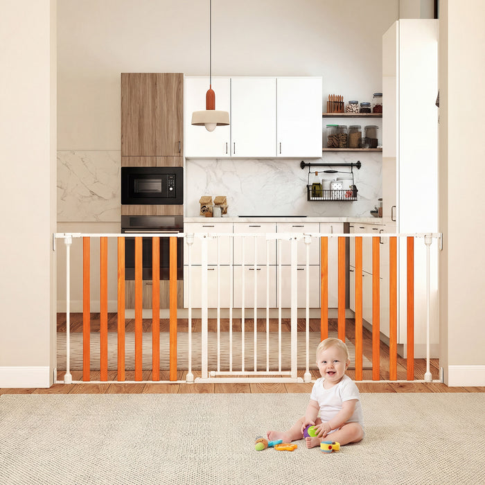 198 CM Extra Wide Configurable Baby Gate 3-Panel Indoor Wood Metal Pet Gate-