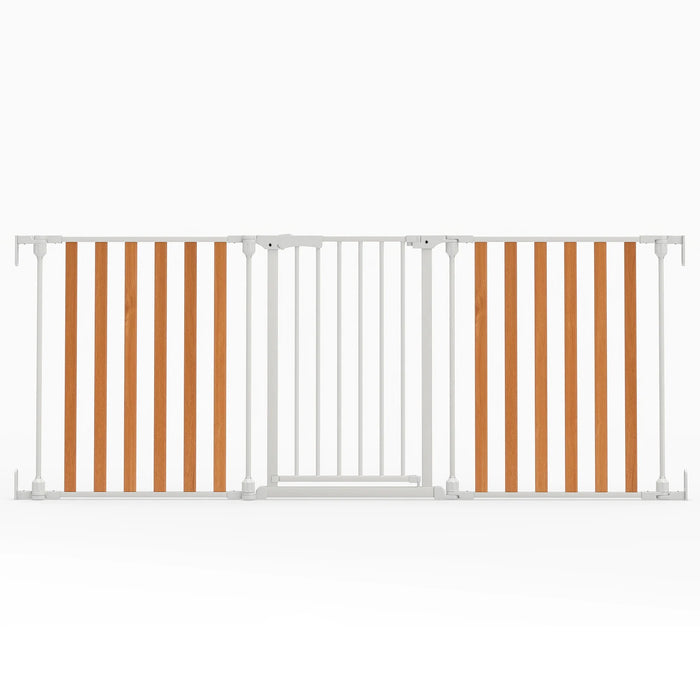 198 CM Extra Wide Configurable Baby Gate 3-Panel Indoor Wood Metal Pet Gate-