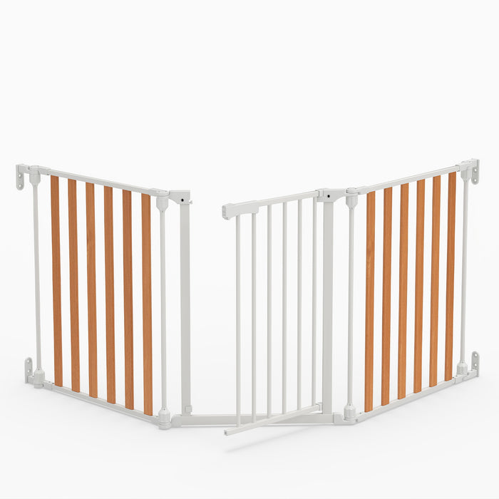 198 CM Extra Wide Configurable Baby Gate 3-Panel Indoor Wood Metal Pet Gate-