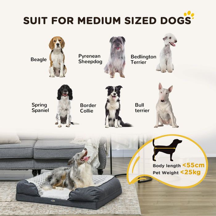 Calming Dog Bed - Medium-Sized Pet Mattress with Anti-Slip Base, Removable Charcoal Grey Cover - Ideal for Stress Relief and Comfort for Dogs
