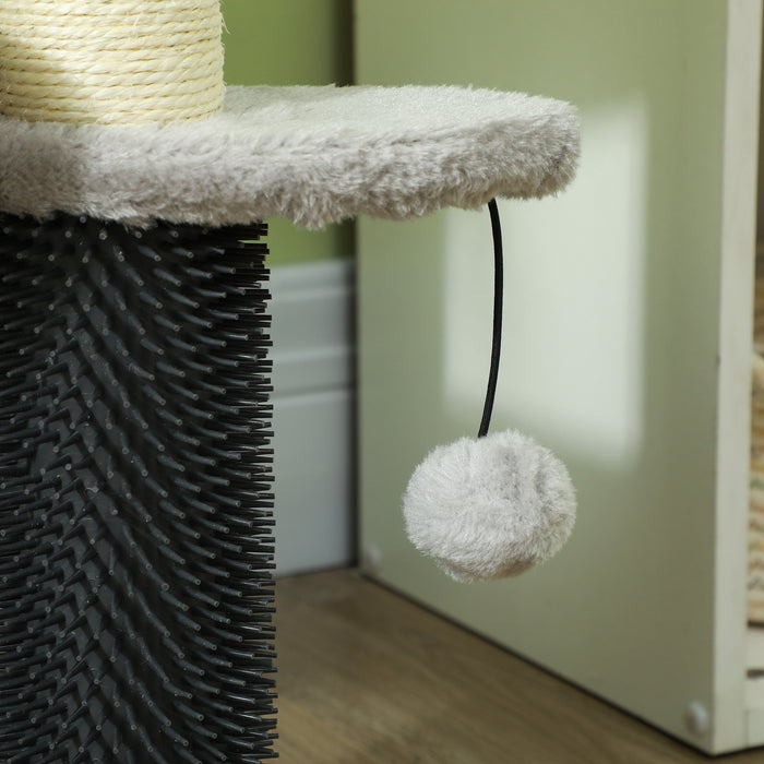 PawHut Cat Tree 2 in 1 Pet Stairs w/ Scratching Tickling Post, Toy Balls, for Bed, Sofa, Couch, Light Grey | Aosom UK