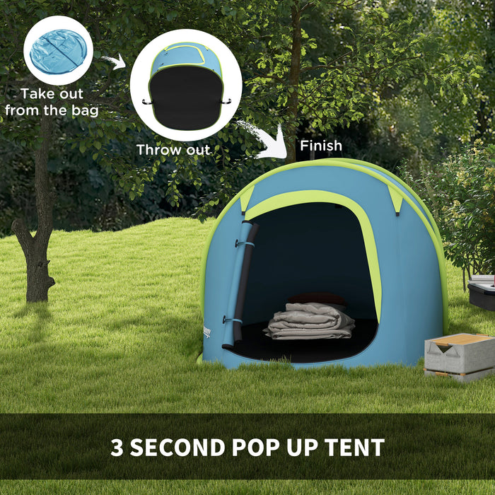 2-Person Instant Pop-Up Camping Tent - 2000mm Waterproof, Portable with Carry Bag, Ideal for Fishing & Hiking - Backpack-Friendly Outdoor Shelter in Blue
