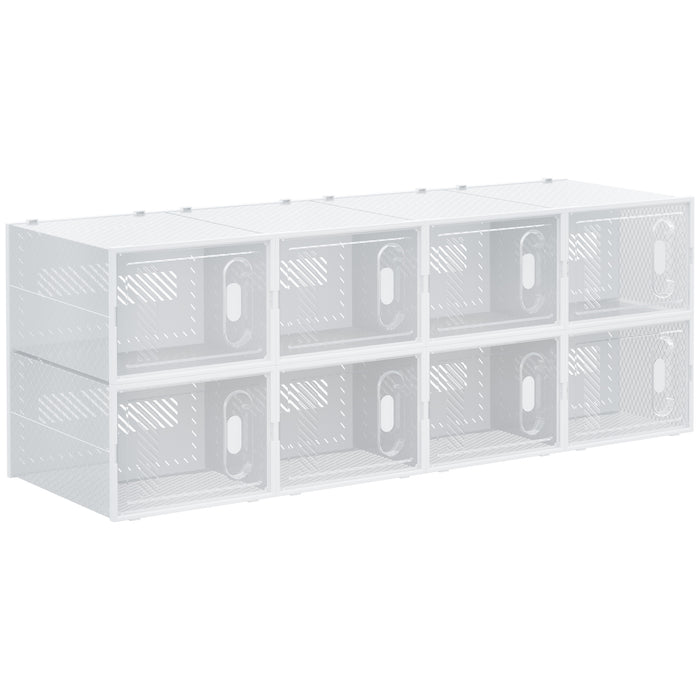 HOMCOM 8PCS Clear Shoe Box, Plastic Stackable Shoe Storage Box for UK/EU Size up to 12/46 with Magnetic Door for Women/Men, 28 x 36 x 21cm