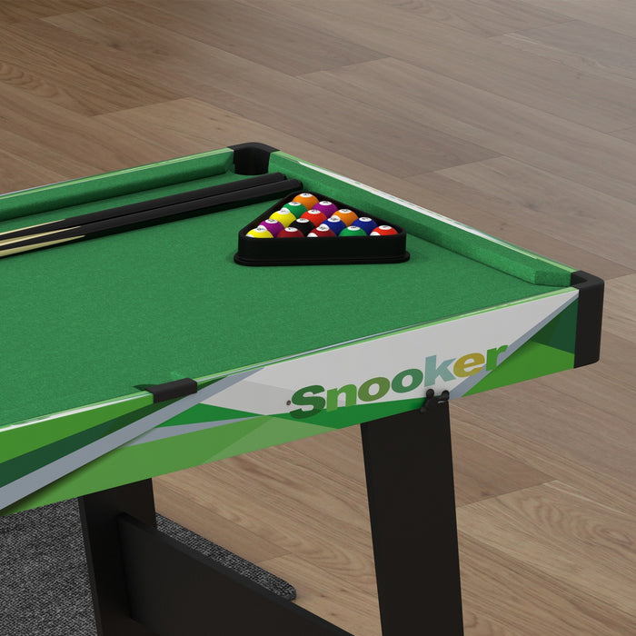 Compact 104cm Foldable Pool Table Complete Set - Includes 2 Cues, 16 Balls, Chalk, Triangle, Brush - Ideal for Small Spaces & Family Game Night