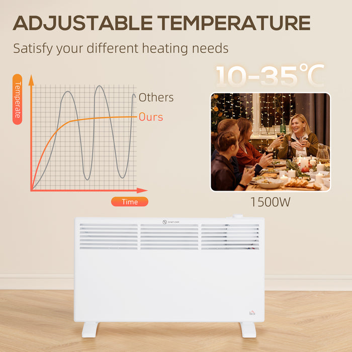 HOMCOM 1500W Convector Heater - White | Aosom UK