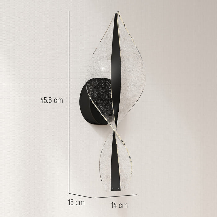 HOMCOM Led Wall Lamp 2 Pack, 13W Modern Indoor Spiral Wall Light, Colour Temperature Adjustable 3000K/4000K/6500K, for Bedroom, Living Room, Hallway, Stairs, Black