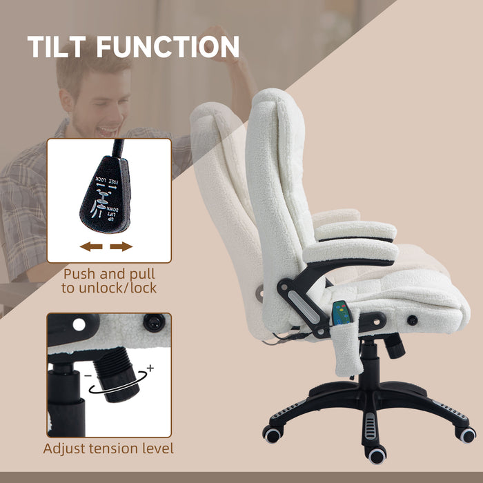 Vinsetto Boucle Six-Point Massage Office Chair - White | Aosom UK