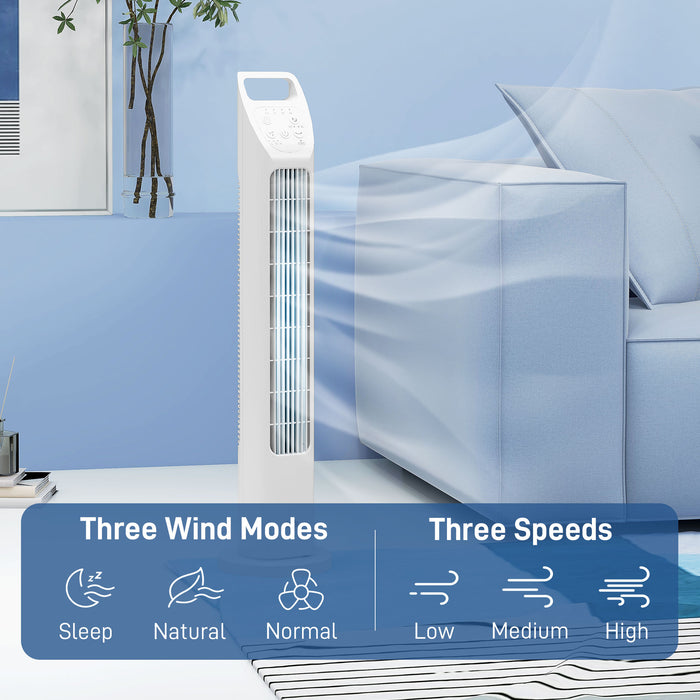 31" Oscillating Tower Fan with Remote - Adjustable 3-Speed, 3-Mode, 4-Hour Timer, Quiet Operation - Ideal for Home Office & Bedroom Comfort