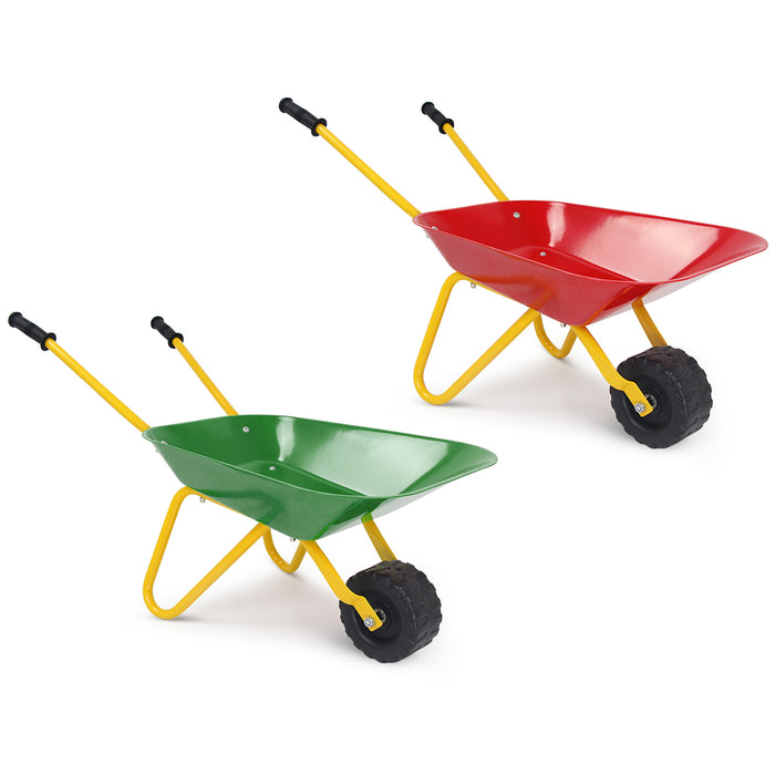 Kids Metal Cart Wheelbarrow Brick Toy Soil Garden Trolley-