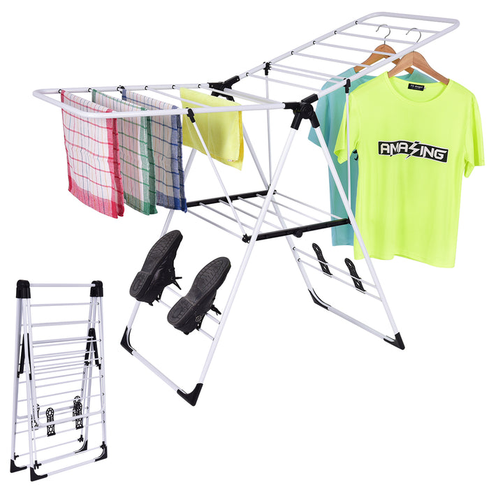 Winged Clothes Airer - Adjustable Indoor Laundry Rack, Folding Washing Dryer - Ideal for Compact Spaces and Quick Drying Needs