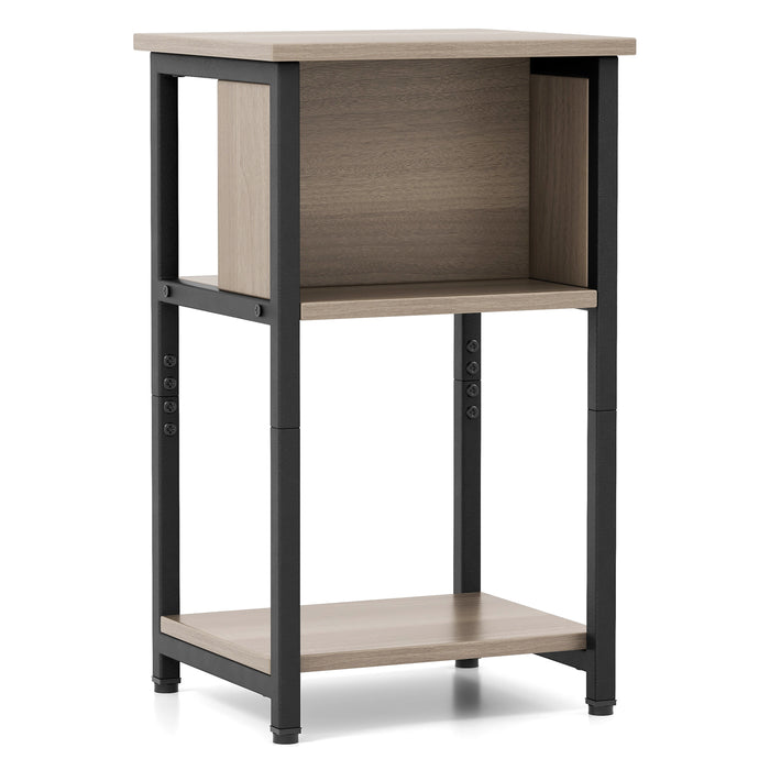 Compact 3-Tier Nightstand - Grey Storage Shelf Ideal for Small Spaces - Perfect for Maximizing Space Efficiency