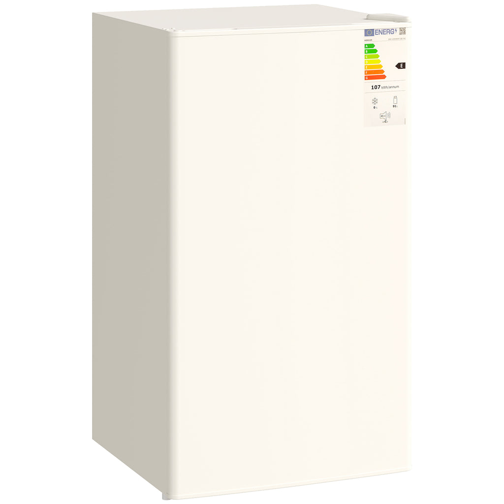 HOMCOM 91 Litre Freestanding Under Counter Fridge Freezer, Small Fridge with Chiller Box, Adjustable Thermostat, 47.5cm Wide, Beige