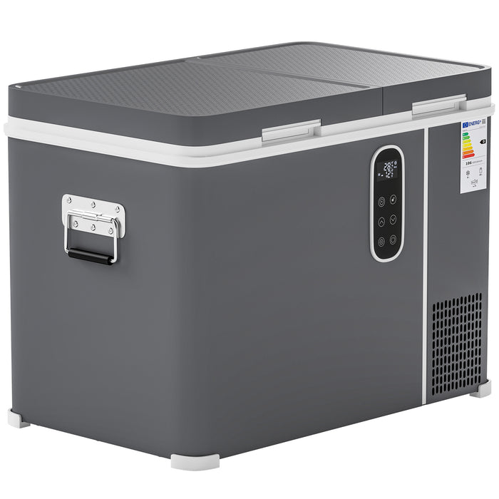 Outsunny 45L Compressor Car Fridge Freezer, Dual Zone Camping Refrigerator with App Control, Grey