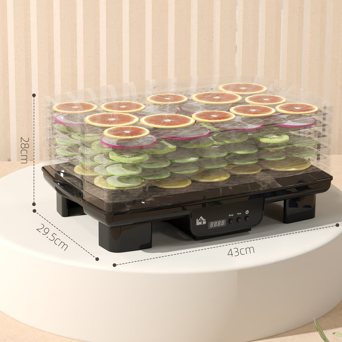 HOMCOM 6 Tray Food Dehydrator, 550W Food Dryer Machine with Adjustable Temperature, 48H Timer, for Drying Fruit, Meat, Vegetable, Jerky and Pet Treat, Black