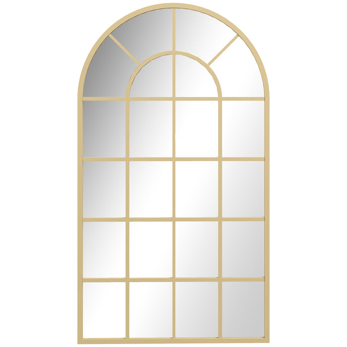HOMCOM 110 x 65 cm Arched Decorative Wall Mirror for Bedroom Living Room, Modern Window Bathroom Mirror for Home Decor