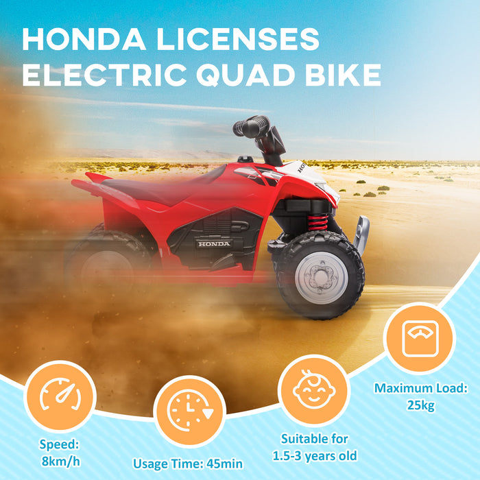 Honda Licensed Electric Quad Bike for Kids - 6V Battery-Powered ATV Ride-On Toy, Red - Perfect for Toddlers Aged 1.5-3 Years