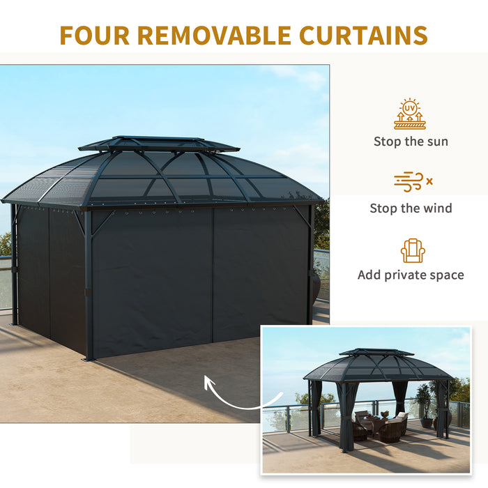 Aluminium Frame Hard Gazebo 4x3m - Includes Accessories, Sturdy Outdoor Shelter - Ideal for Garden Entertaining and Events, Black