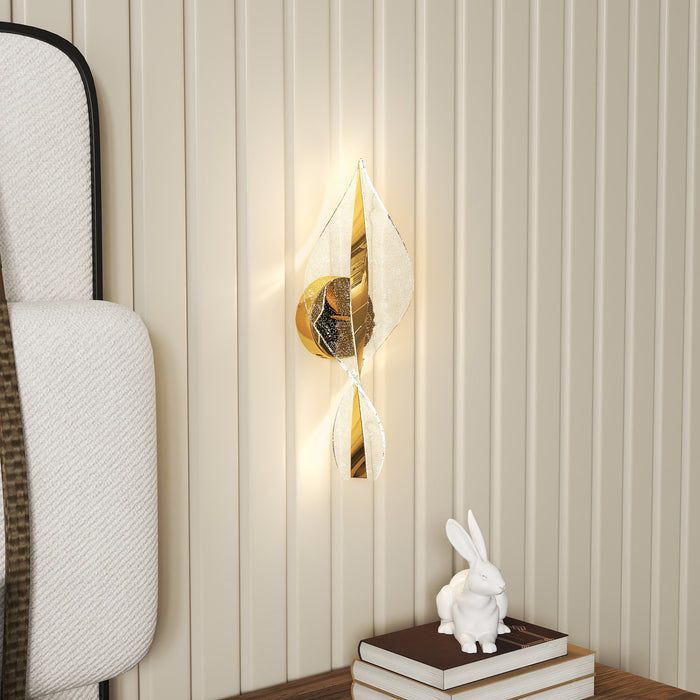 HOMCOM Led Wall Lamp 2 Pack, 13W Modern Indoor Spiral Wall Light, Colour Temperature Adjustable 3000K/4000K/6500K, for Bedroom, Living Room, Hallway, Stairs, Gold Tone