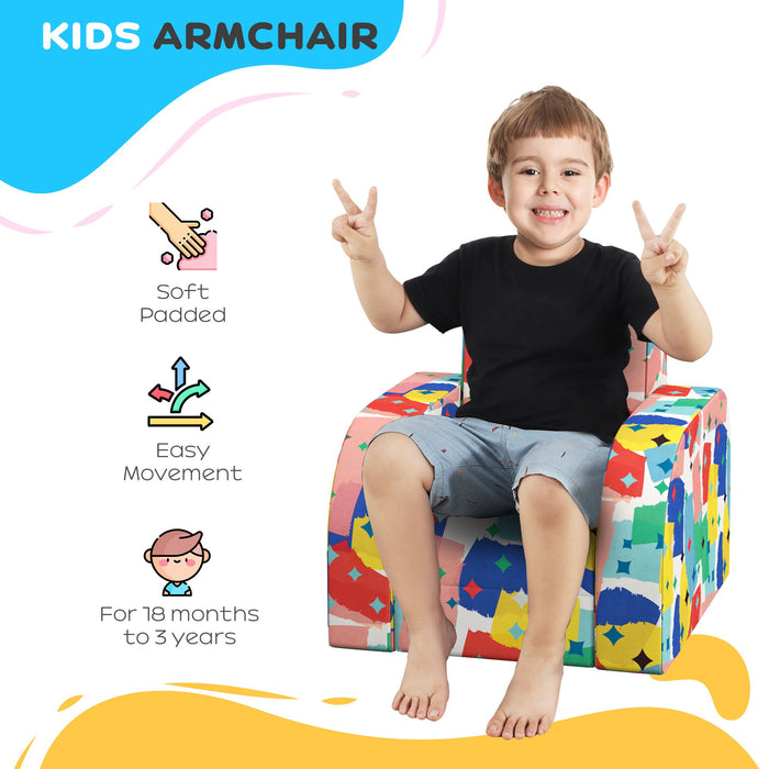 Foldable Snuggle Toddler Chair - Soft Sponge, Bedroom & Playroom Furniture for Kids - Designed for Ages 18 Months to 3 Years, Colorful Design