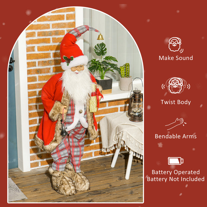 HOMCOM Life Size Animated Santa Claus, 141cm Tall Christmas Decoration with Sound Activated and Festive Music for Party | Aosom UK