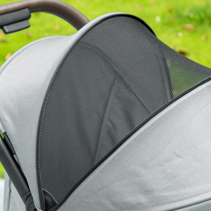 AIYAPLAY Foldable Baby Stroller with Adjustable Seat, 5-Point Harness, Canopy, Basket, 6.3kg Lightweight & Compact, Light Grey
