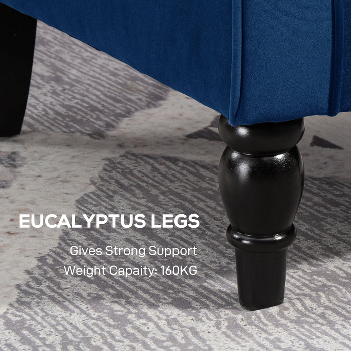 HOMCOM Wingback Accent Chair, Retro Upholstered Button Tufted Occasional Chair for Living Room and Bedroom, Blue